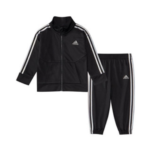 NWT ADIDAS Baby Tracksuit Set In Black Sizes 12M, 18M And 24M - Picture 1 of 4